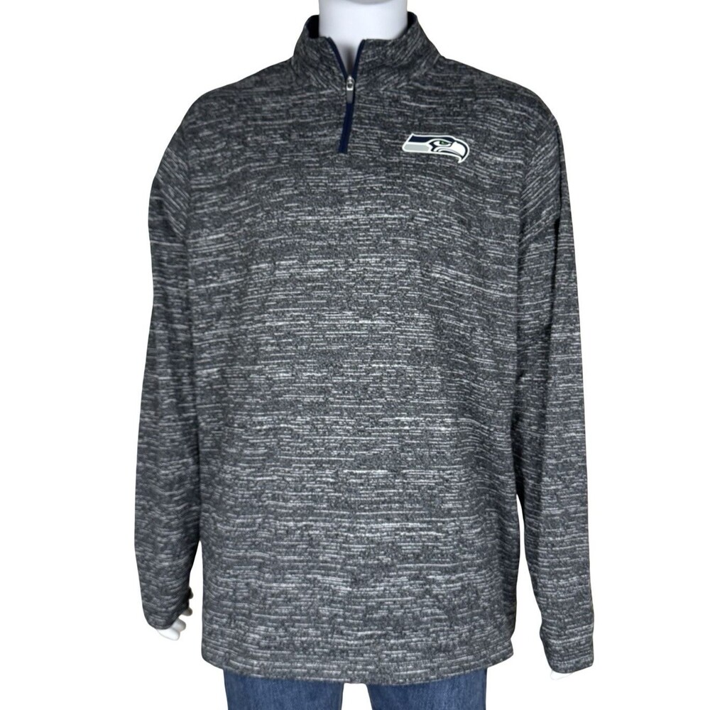 Seattle Seahawks Mens XXL 2XL Pullover Shirt Jacket NFL  1/4 Zip Gray New